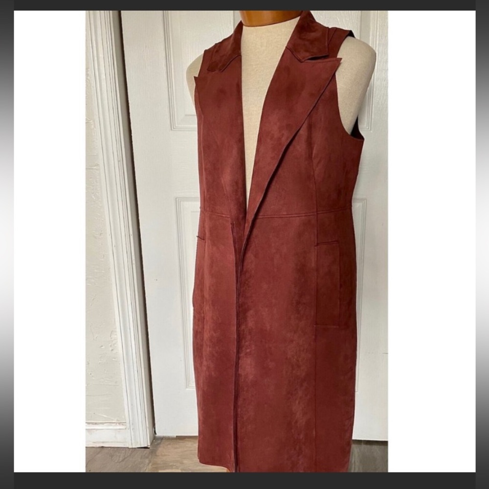 Chico’s Faux Suede Elongated Vest Color Reddened Clay Size 2 US Size: 12/14